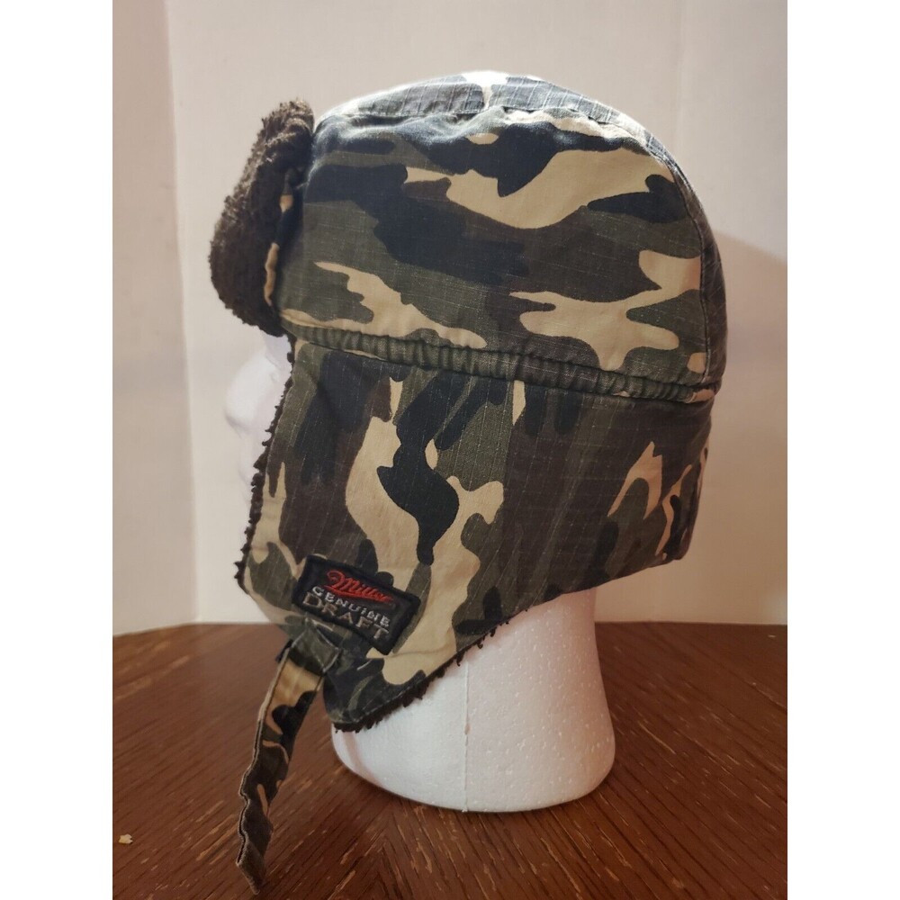 Miller Genuine Draft Trapper Hat Ear Flap Hat Camoflauge